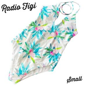 Radio Fiji Deep Plunge One Piece Bathing Suit deep v  size Small